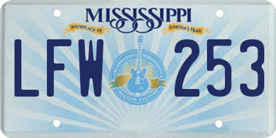 MS license plate LFW253