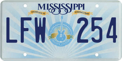 MS license plate LFW254