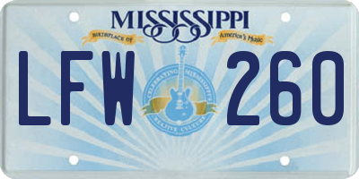 MS license plate LFW260