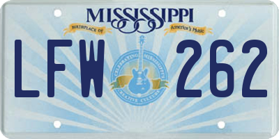 MS license plate LFW262