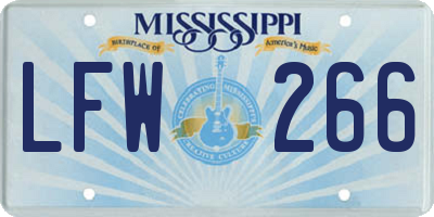 MS license plate LFW266