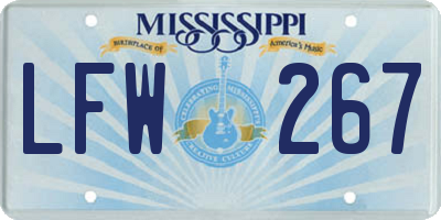 MS license plate LFW267