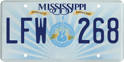 MS license plate LFW268