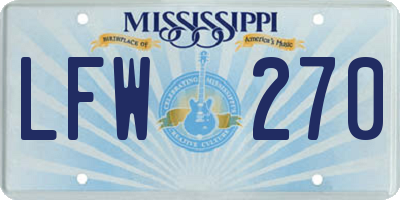 MS license plate LFW270