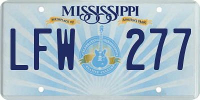 MS license plate LFW277