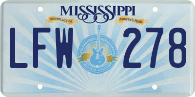 MS license plate LFW278