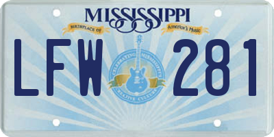 MS license plate LFW281