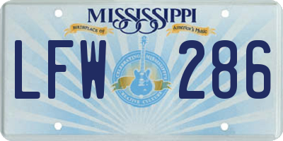 MS license plate LFW286