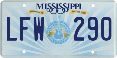 MS license plate LFW290