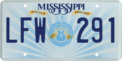 MS license plate LFW291