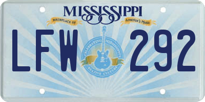 MS license plate LFW292