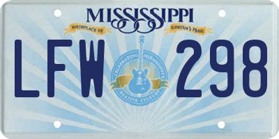 MS license plate LFW298