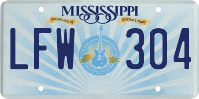 MS license plate LFW304