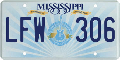 MS license plate LFW306