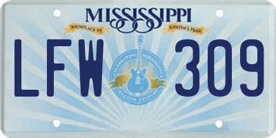 MS license plate LFW309