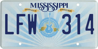 MS license plate LFW314