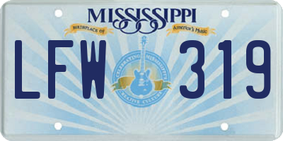 MS license plate LFW319