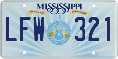MS license plate LFW321