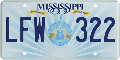 MS license plate LFW322