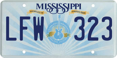 MS license plate LFW323