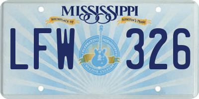 MS license plate LFW326