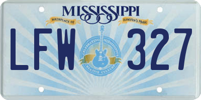 MS license plate LFW327