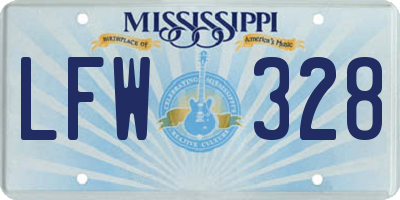 MS license plate LFW328