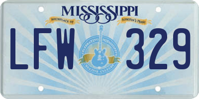 MS license plate LFW329