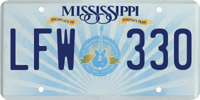 MS license plate LFW330