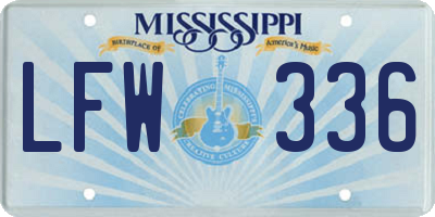 MS license plate LFW336
