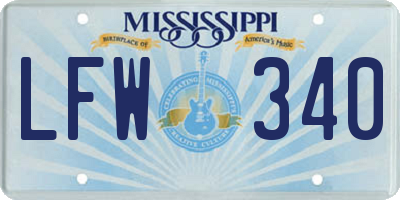MS license plate LFW340