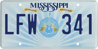 MS license plate LFW341