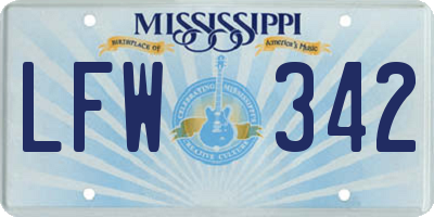 MS license plate LFW342