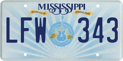 MS license plate LFW343