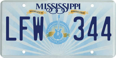 MS license plate LFW344
