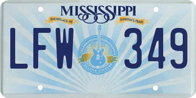 MS license plate LFW349
