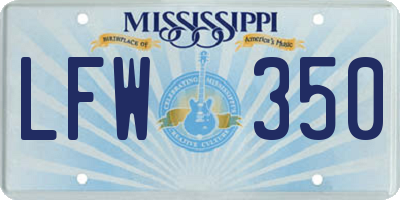 MS license plate LFW350