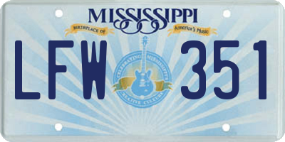 MS license plate LFW351