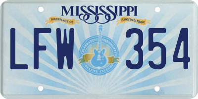 MS license plate LFW354