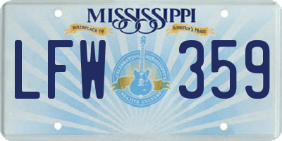 MS license plate LFW359