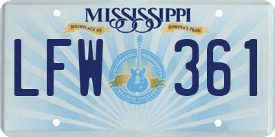 MS license plate LFW361