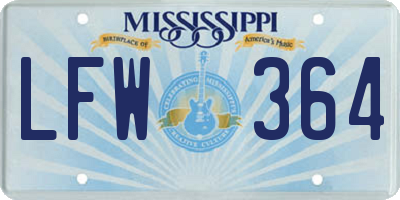 MS license plate LFW364