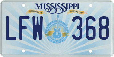 MS license plate LFW368