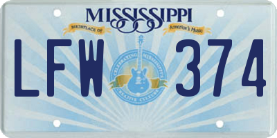 MS license plate LFW374