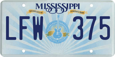 MS license plate LFW375