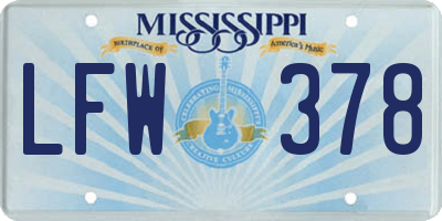 MS license plate LFW378