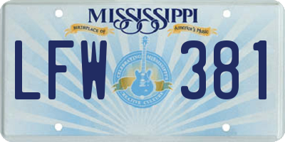 MS license plate LFW381