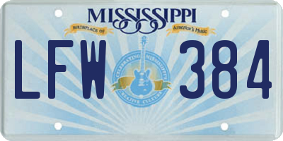 MS license plate LFW384