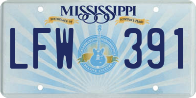 MS license plate LFW391
