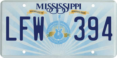 MS license plate LFW394